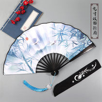 9-inch folding fan double-sided retro fan Chinese style folding fan sleeve silk bamboo fan Hanfu accessories summer mens fan