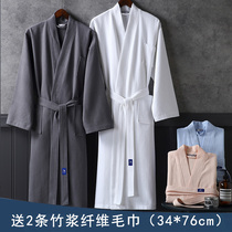 Five-star hotel bathrobe Men and women long nightgown spring summer autumn and winter pure cotton towel material water absorption quick-drying couple
