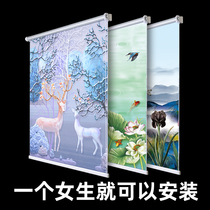Roll curtain toilet bathroom toilet curtain waterproof non-perforated kitchen window shading curtain small curtain