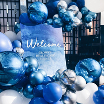 Blue metal balloon birthday party proposal arrangement scene decoration opening ceremony celebration opening ceremony school entrance banquet background wall