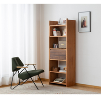 Nordic Minimalist Solid Wood Cherry Wood Multilayer Bookcase Cabinet Bookcase Furniture Day Style Oak Walnut Wood Display Show Shelf