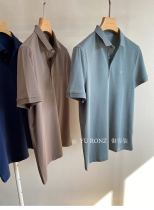 Mens pearl double mercerized cotton craft~cool smooth breathable base solid color short sleeve POLO shirt T-shirt 9868