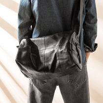 New leather trendy brand crossbody mens bag Korean first layer cowhide short-distance travel bag light sports bag fashion backpack