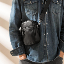  2021 new leather mens mini bag first layer cowhide Japanese shoulder bag casual all-match messenger bag womens trend