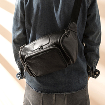 2021 new leather mens shoulder bag head layer cowhide multifunctional chest bag Joker running bag tooling shoulder bag tide