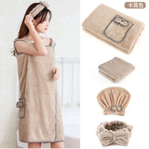 Bath towel dressing style can wear bath towel bathrobe absorbent quick-drying without hair loss dual-use thick coral velvet dress