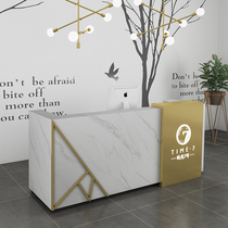 Han Fan cashier simple modern clothing store beauty salon imitation marble bar stainless steel hotel front desk customization