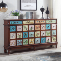 American shoe cabinet solid wood European style hall cabinet retro painted home home door Hall Cabinet partition cabinet