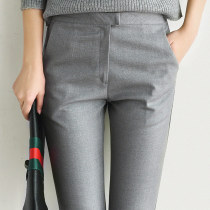 Work Western Dress Pants Women Career 2021 New Light Grey Thick straight cylinder 90% explicit legs Long little sub Western pants positive