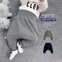 Autumn and winter cotton padded velvet baby leggings men and women baby belly pants high waist warm casual wear