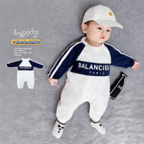 2021 Spring and Autumn Baby Cotton Net Red Trend Joker One Hundred Days Full Moon Mens Baby Long Sleeve Ha Clothes Climbing