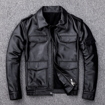 Plus cotton new first layer cowhide mens leather leather jacket short lapel large size air force pilot leather jacket jacket