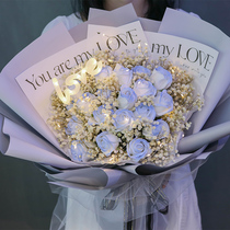 520 Valentines Day large bouquet of babys breath dried flowers bouquet eternal flower roses for girlfriend and best friend birthday gift confession