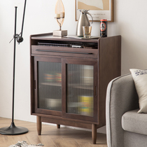 Solid Wood Changhong glass sideboard thin cabinet ultra-thin new Chinese storage light luxury style restaurant wine cabinet moving door tea cabinet