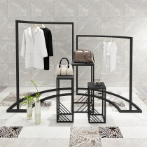 Clothing store hanger display stand Zhongdao display cabinet womens clothing store in the middle horizontal bar simple high and low window platform landing
