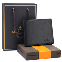 Scarecrow wallet mens short wallet gift box high-end sheepskin business soft wallet thin simple gift wallet