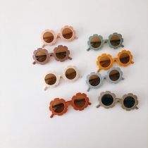 ins nemesis red sunglasses baby glasses 100 hitch recessed styling sun flowers anti-UV men and women baby sunglasses