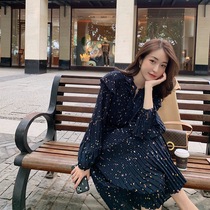 European station 2021 autumn new high-end light luxury French dress celebrity temperament age age flower dress female