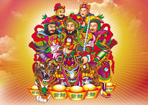 Customized five-way fortune portrait crystal table scroll hanging picture paper plastic seal Taoist statue picture