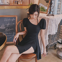 Swimsuit Women 2021 New Summer Shade Belly Slim Conservative One-Piece Gather Sleeves Korea Ins Fairy Fan Seaside Swimsuit