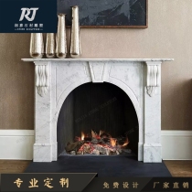  Marble fireplace Carrara white stone fireplace American Neoclassical retro guest restaurant decoration fireplace customization