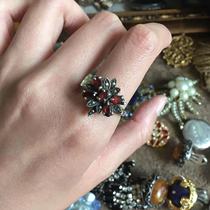 (G home) One-mouth price clear cabin 925 silver pomegranate stone ring 480 fixed gold 240 finger circumference 13-14