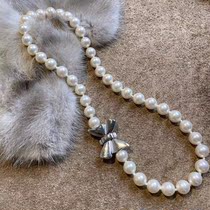 (G Home) 925 Silver Butterfly Knot Buttoned Head Fashion Pearl Necklace 999 Dingkin 500