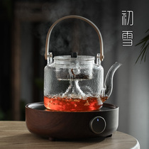 Hammer pattern glass cooking teapot dual-use double liner Kung Fu tea tea maker High temperature resistant household thickened kettle single pot