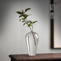 Transparent Glass Vase Flower Arrangement Water Raising Plum Bottle Zen of Crystal Pendulum Pieces Home Living Room Decoration Day Style Water Pewter