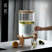 Large-capacity glass cold water jug ​​with faucet lemonade container cold drink cold water jug ​​commercial high temperature resistant beverage bucket