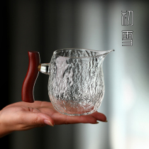 The Japan-style glass fair cup handle upscale inverted tea public cup wood leaves the utilitt tea accessories sub-tea-ware utilitan cup of tea