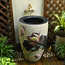 Villa outdoor courtyard pool basin column basin outdoor balcony sink sink sink wash basin floor standing column Basin