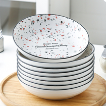 Round deep dishes can be superimposed with multiple layers of dishes hot pot dishes dishes household creative ceramic dinner plates salad plates
