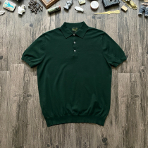 NVGS Polo Shirt Classic British retro dark green lapel Polo Shirt High woven breathable plush Cotton