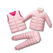 Childrens down liner suit Female baby light three-piece set Girls middle and large children autumn and winter clothes Baby boy children