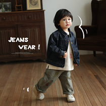 Childrens foreign style denim jacket 2023 spring new baby fashion handsome top childrens casual denim jacket