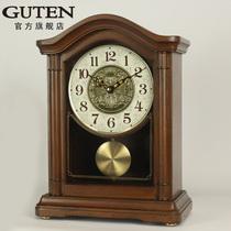 Golden Zhongbao new Chinese-style clock old home living room desktop solid wood large table clock hour clock ornaments