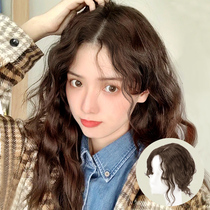 Full real hair air bangs curly hair replacement block female head cover white hair divided into eight characters bangs plus amount reissue block