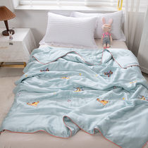 Class A children Summer cool quilted by water washable machine Lan refined silk summer quilted by summer ice silk thin baby air conditioning quilt