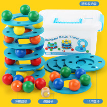 Childrens Rainbow Ball Tower Stacked High-stack Gaita Game Hand-Eye Coordination Training Parent-Child Interactive Wooden Toys