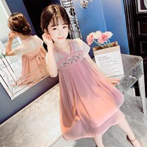 Girls dress summer 2019 new childrens skirt tide summer medium long super fairy Chinese style Hanfu foreign style