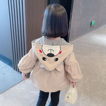 Girls spring and autumn windbreaker coat coat 2021 new autumn childrens foreign style fashion small childrens baby Korean trend