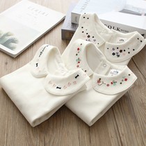 Shell Element Girl white T-shirt Korean version of new foreign baby long sleeve T-shirt tx7617