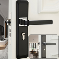  European-style household door lock Black indoor bedroom solid wood concierge bathroom American silent door handle hardware lock