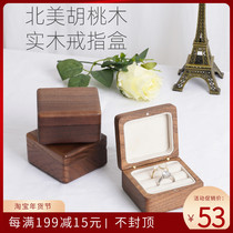 Solid wood ring box wedding ceremony wedding proposal diamond ring storage box single and double ring high-grade custom lettering