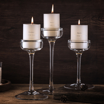 European romantic dinner candlestick Retro European and American modern dining table creative props ornaments American glass candlestick