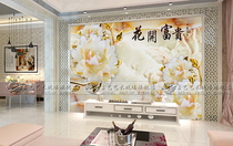 Art glass carving deep carving tempered glass partition TV background wall 3D three-dimensional carving flowers blooming rich
