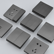 Type 86 Switch Socket Concealed Home Air Conditioning Socket Open Five Holes Wall Grey Large Plate Switch Network Wire Panel