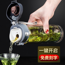 Fuguang double-layer glass high temperature resistant teacup Car men and women with cover portable large capacity transparent summer water cup