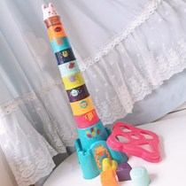 Baby castle stacking music Rainbow set cup matching building block toys Early education puzzle multi-functional baby toys